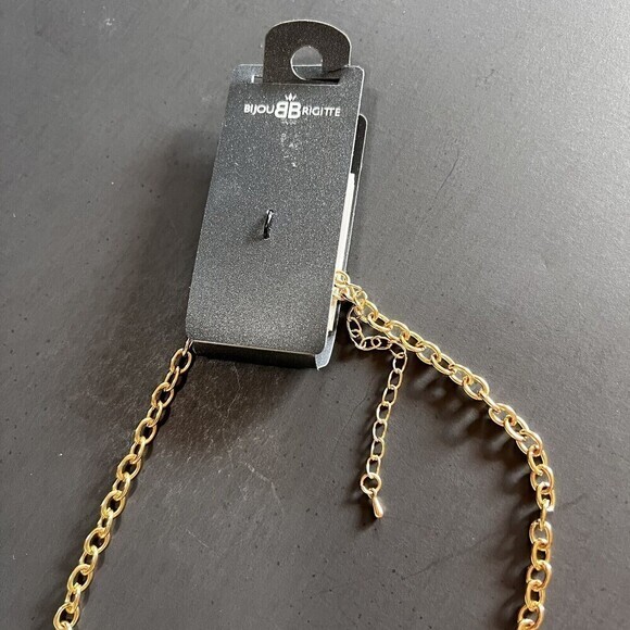 BIJOU BRIGITTE Gold Tone Chain Rhinestone Necklace 17" + 2.5" Ext. Enameled - Picture 6 of 7